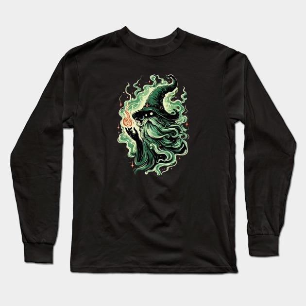 Green Wizard Long Sleeve T-Shirt by katzura